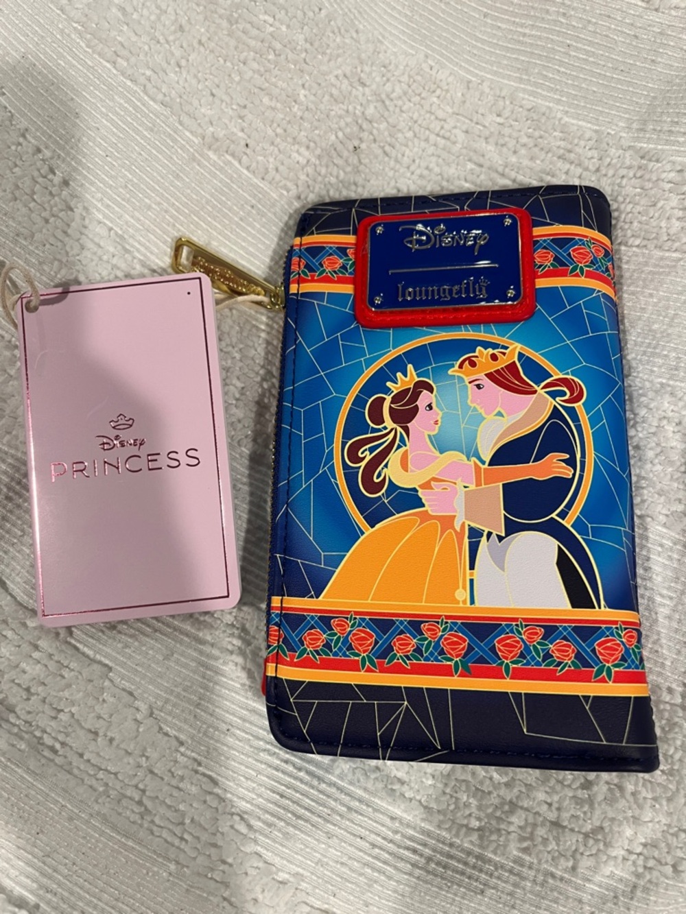 Loungefly Disney Belle & Beast Stained Glass Wallet - Blue, Yellow & Red